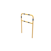 Protective bar made of steel tubing |  48 x 2.5 mm | with crossbar | total width: 1000 mm | total height: 1400 mm | hot-dip galvanized and yellow coatedwith black warning stripes